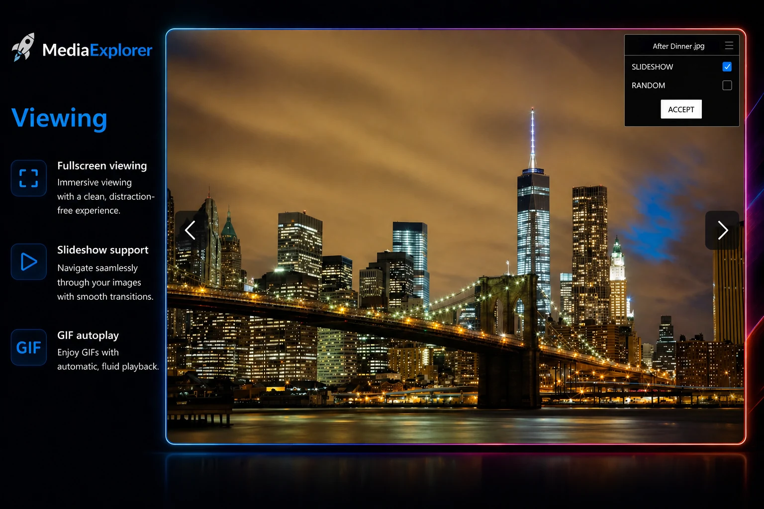 Fullscreen viewing in MediaExplorer