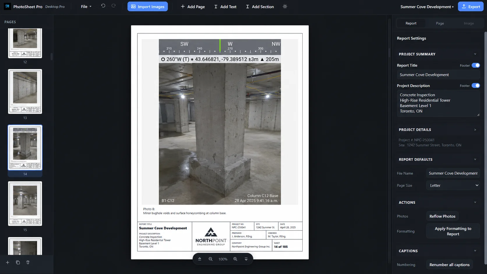 PhotoSheet Pro title block screenshot